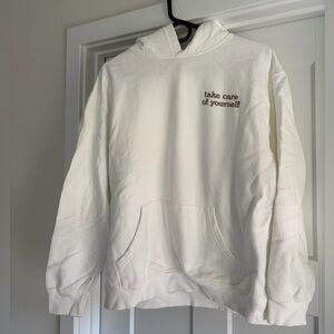 White Hoodie with Embroidered Message